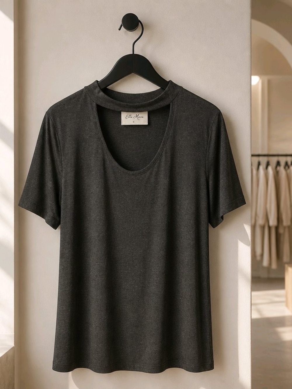Ella Moss Charcoal Short Sleeve Scoop Tee